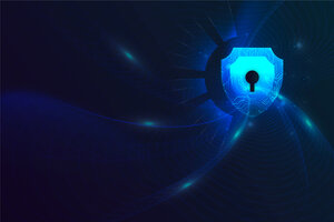 Security sheild on a blue background