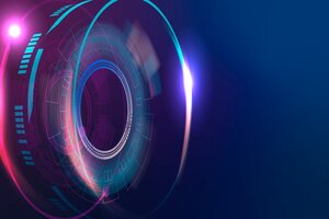 Optical lens technology background in purple and blue gradient