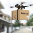 Delivery drone, Autonomous delivery robot, Business air transportation concept. 3D illustration