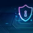 Data security technology background vector in blue tone