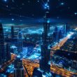 panoramic views dubai city illuminated neon spectrum