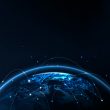 Global networking technology background vector digital
