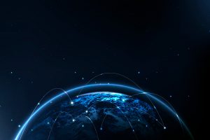 Global networking technology background vector digital