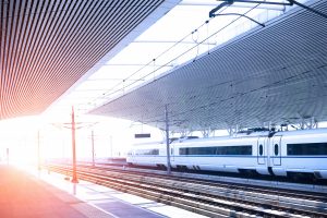 A train on a railway