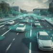 Cars on a highway with AI connection