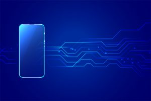 digital mobile smartphone technology background with circuit diagram