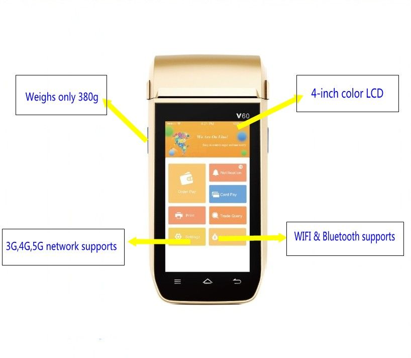 handheld android smart pos system terminal